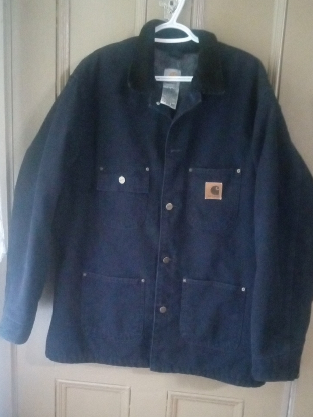 Carhartt 90,s Blanket LinedDuck  Chore Jacket In Rare Navy Blue sz.Lrg.